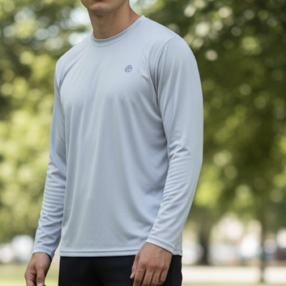 VAPOR APPAREL MEN’S LONG SLEEVE SUN SHIRT REPREVE UPF 50+ Solar Size Large White